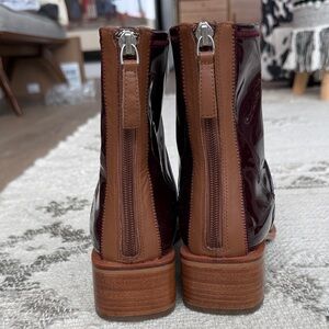 Womans Burgundy Patent Leather Booties